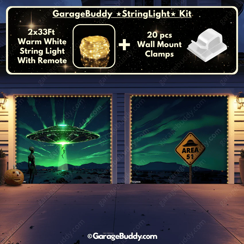 Alien Abduction (Glow) | Halloween Garage Door Cover - Image 16