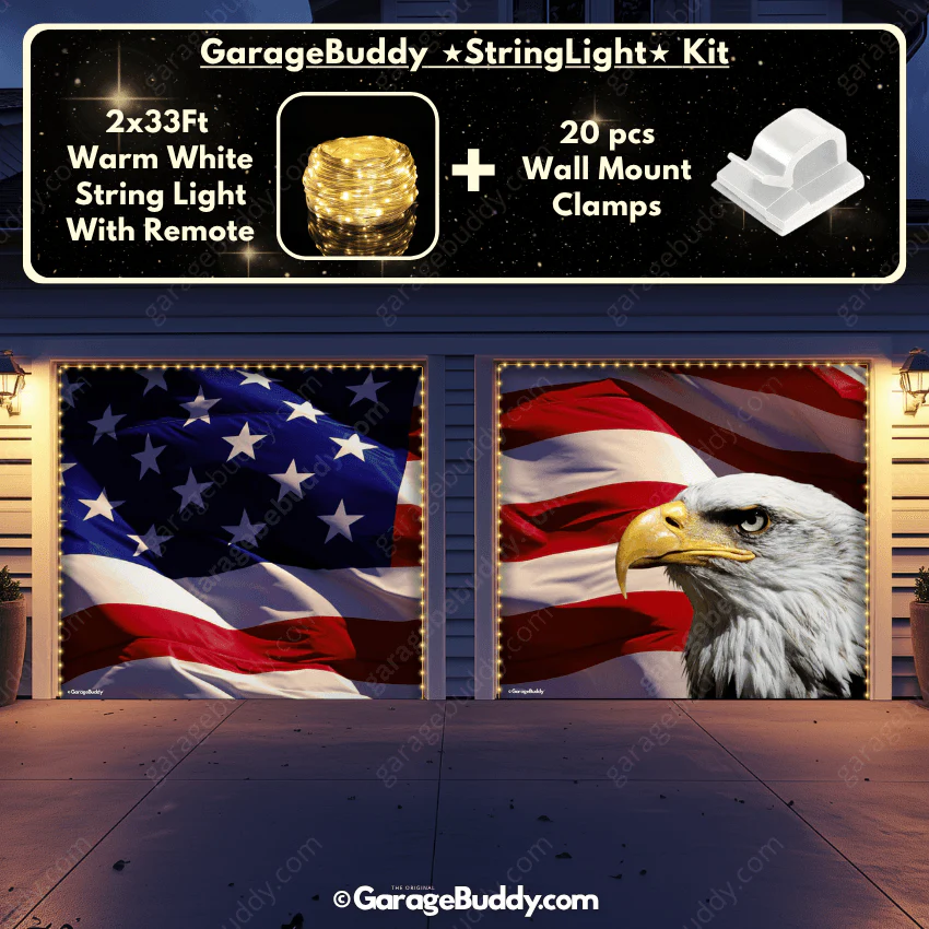 American Bald Eagle & US Flag | Patriotic Garage Door Cover - Image 13