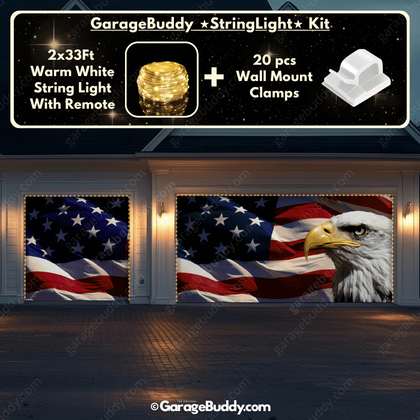 American Bald Eagle & US Flag | Patriotic Garage Door Cover - Image 15