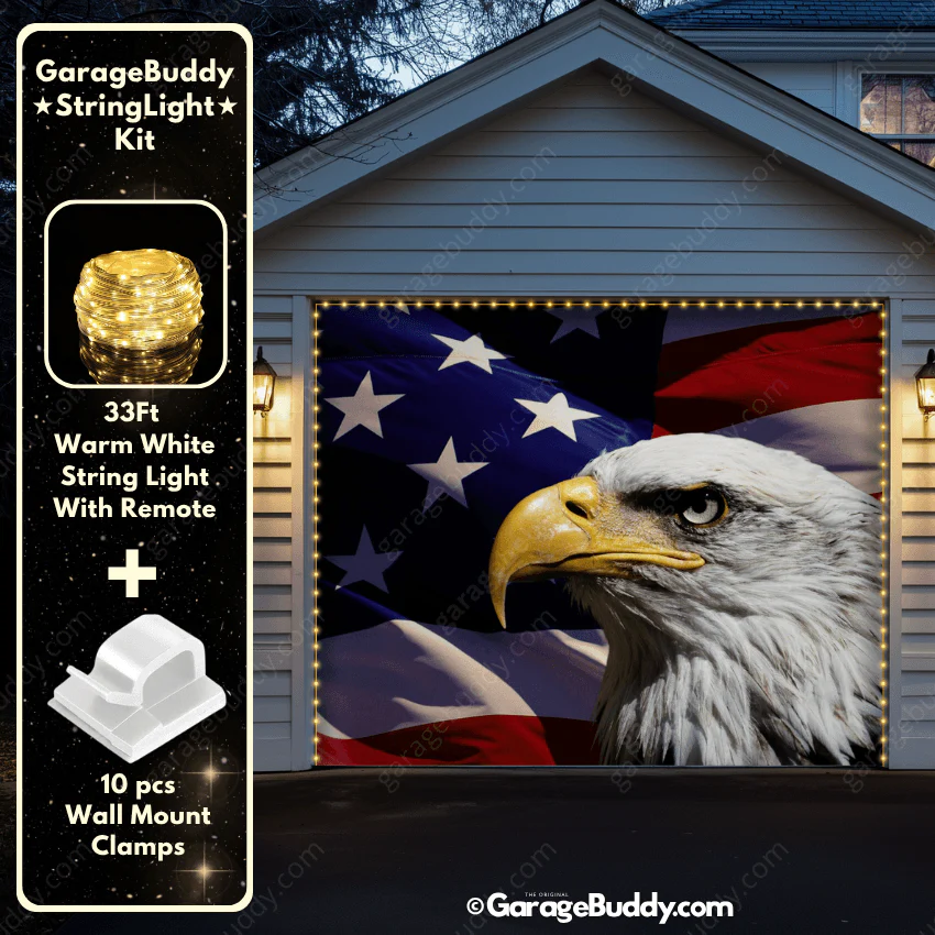 American Bald Eagle & US Flag | Patriotic Garage Door Cover - Image 17