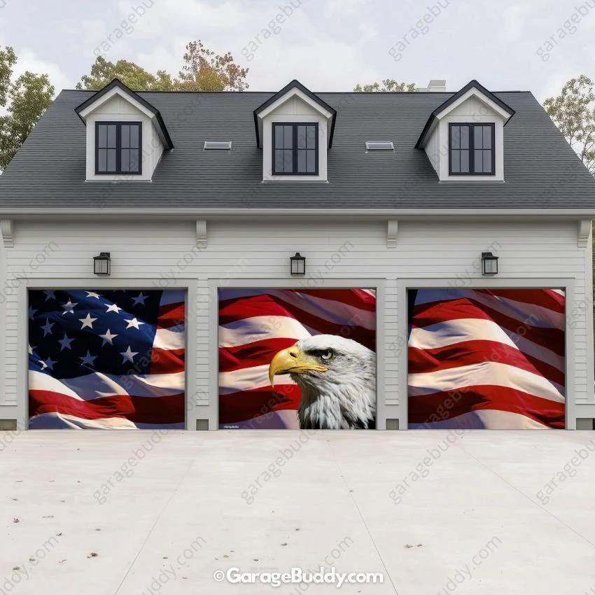 American Bald Eagle & US Flag | Patriotic Garage Door Cover - Image 18