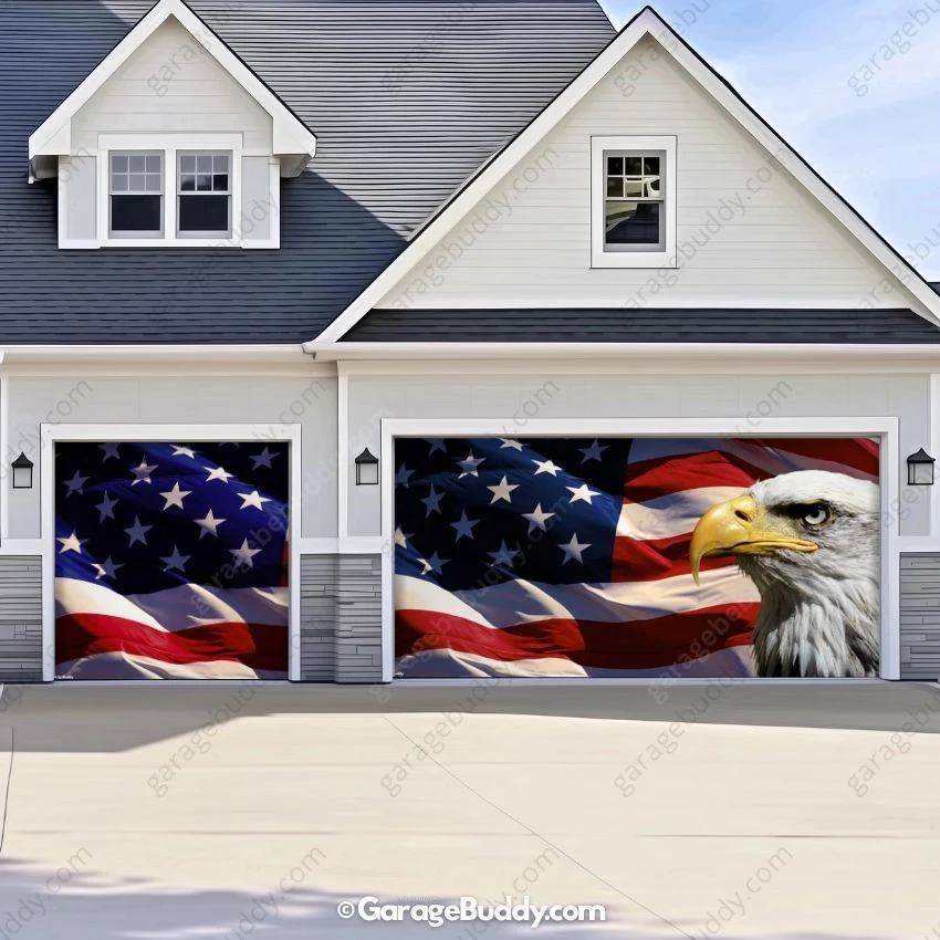 American Bald Eagle & US Flag | Patriotic Garage Door Cover - Image 19