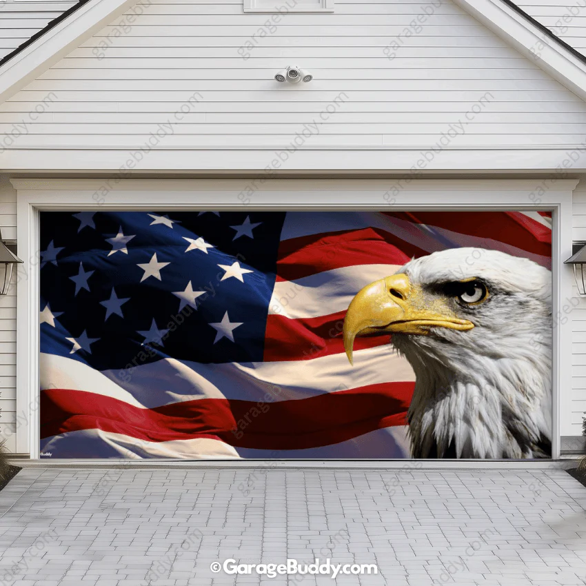 American Bald Eagle & US Flag | Patriotic Garage Door Cover - Image 20