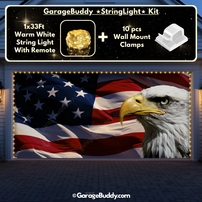 American Bald Eagle & US Flag | Patriotic Garage Door Cover - Image 21