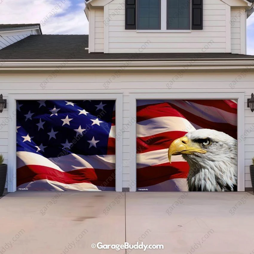 American Bald Eagle & US Flag | Patriotic Garage Door Cover - Image 6