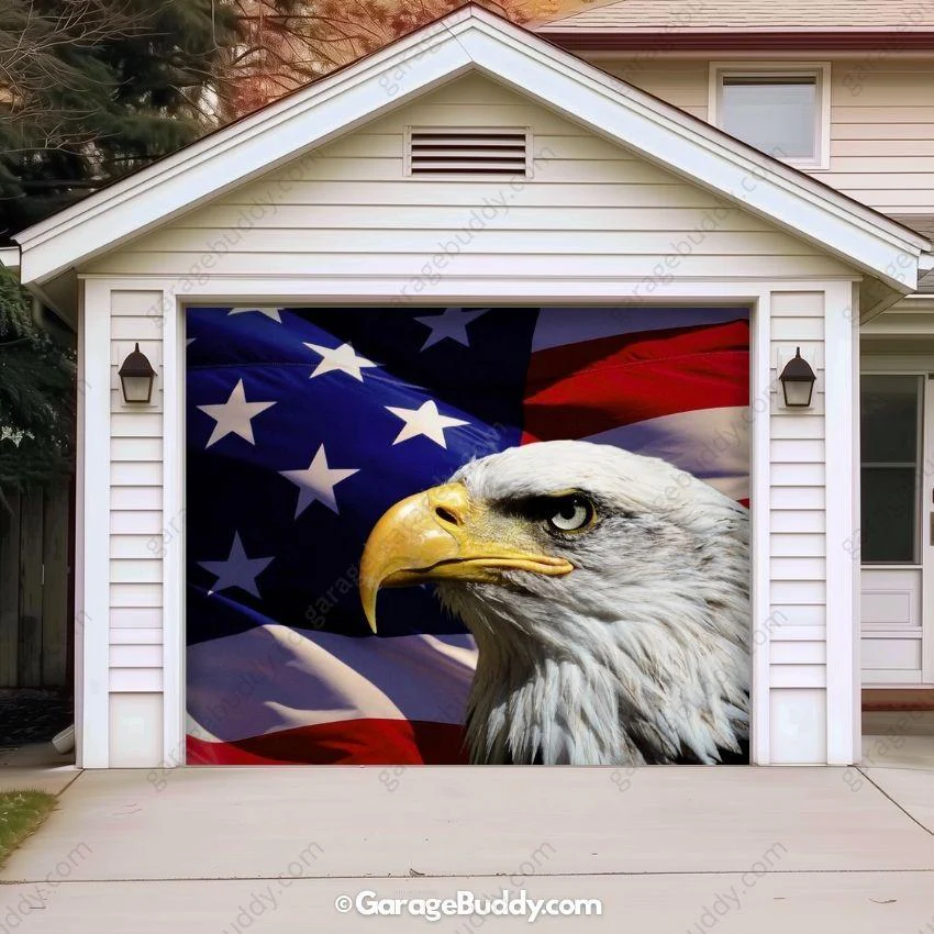 American Bald Eagle & US Flag | Patriotic Garage Door Cover - Image 9