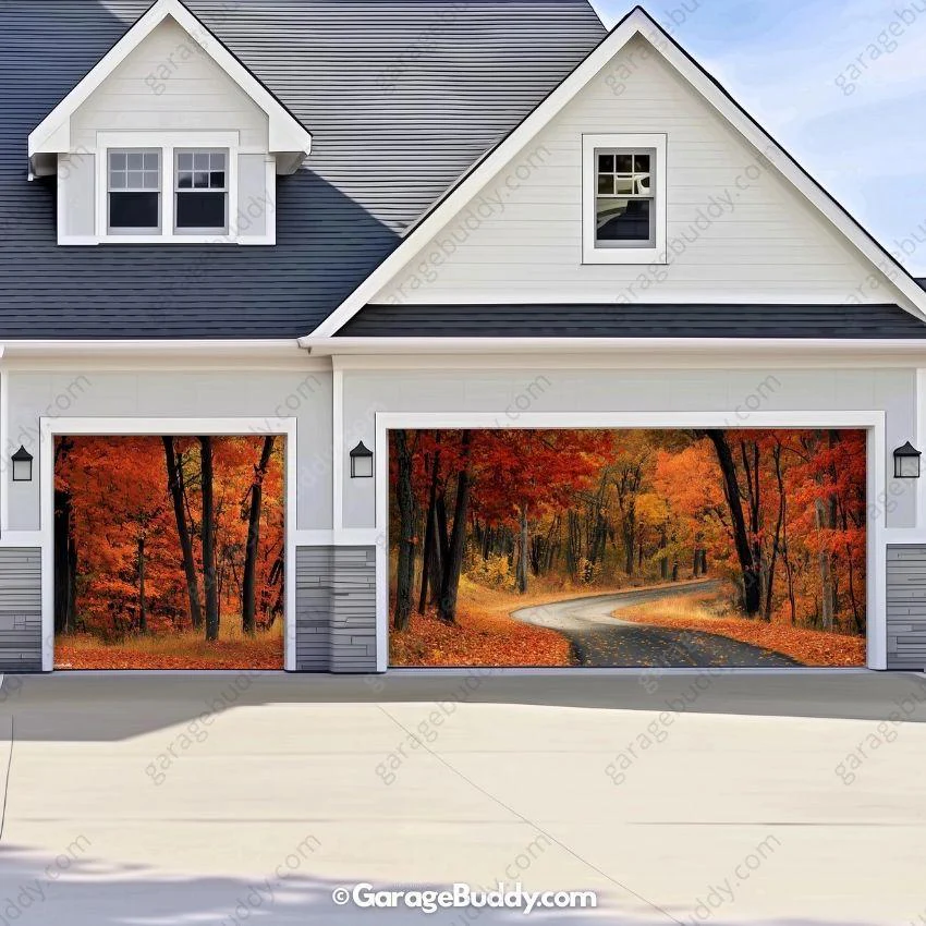 Autumn Road | Nature Garage Door Cover - Image 13