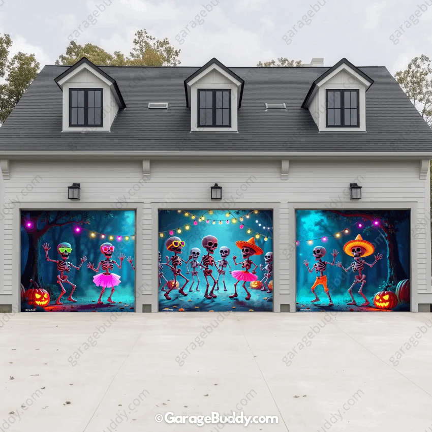 Boogie Bones (Glow) | Halloween Garage Door Cover - Image 8