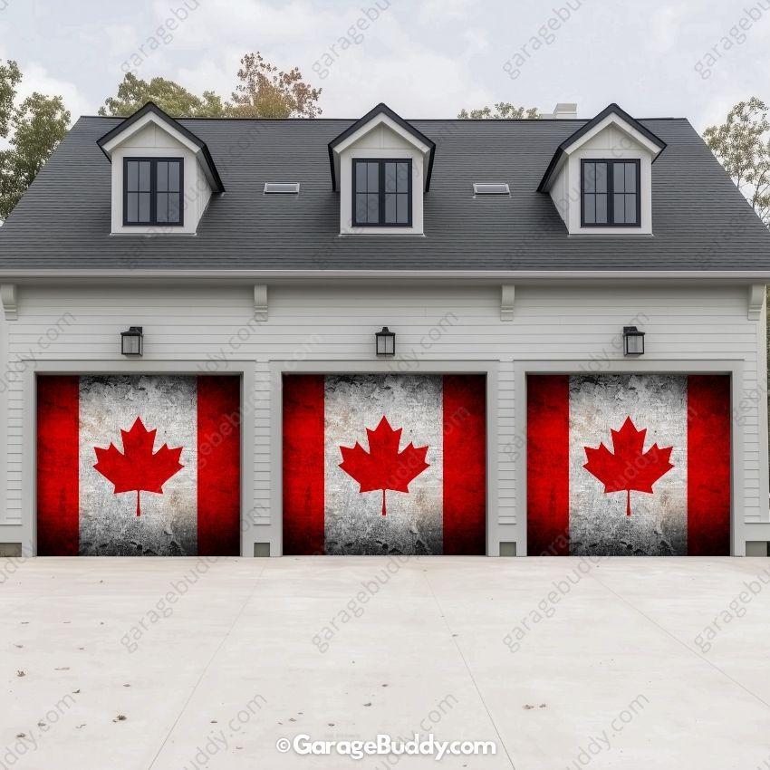 Canada Flag (Rustic) | Patriotic Garage Door Cover - Image 12