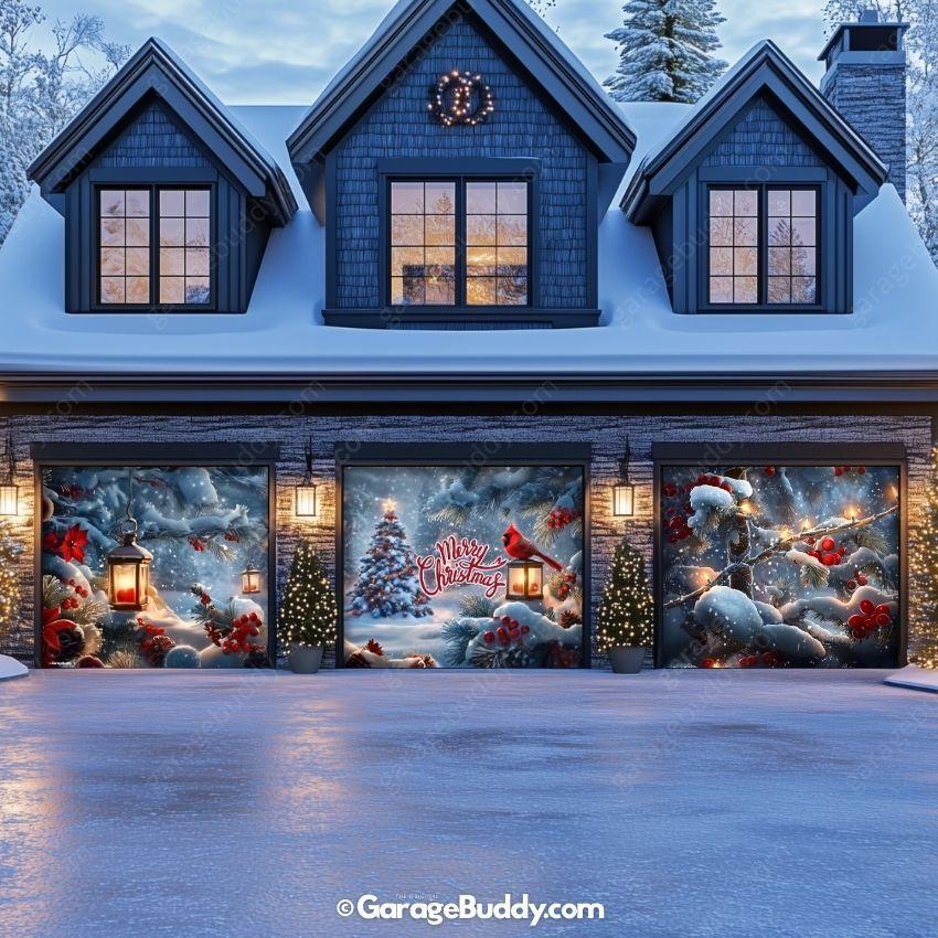 Cardinal's Christmas | Christmas Garage Door Cover - Image 13