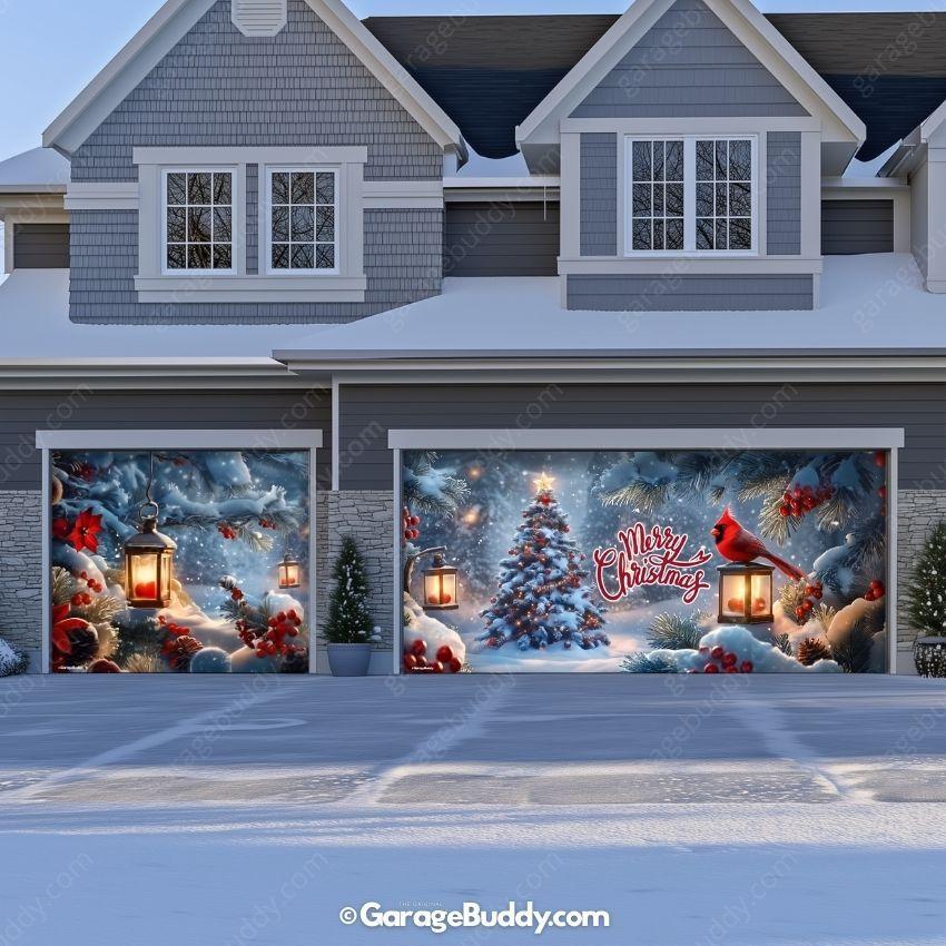 Cardinal's Christmas | Christmas Garage Door Cover - Image 14