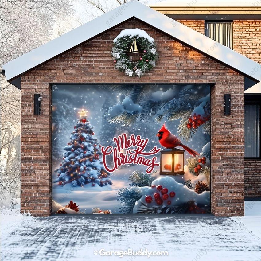 Cardinal's Christmas | Christmas Garage Door Cover - Image 15
