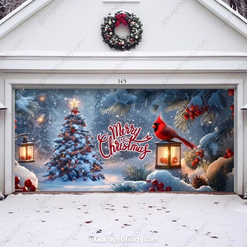 Cardinal's Christmas | Christmas Garage Door Cover - Image 9
