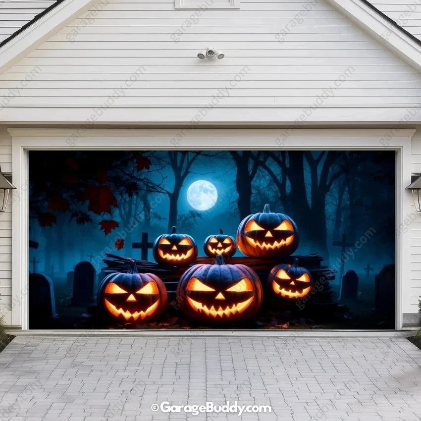 Cursed Pumpkins (Glow) | Halloween Garage Door Cover - Image 10