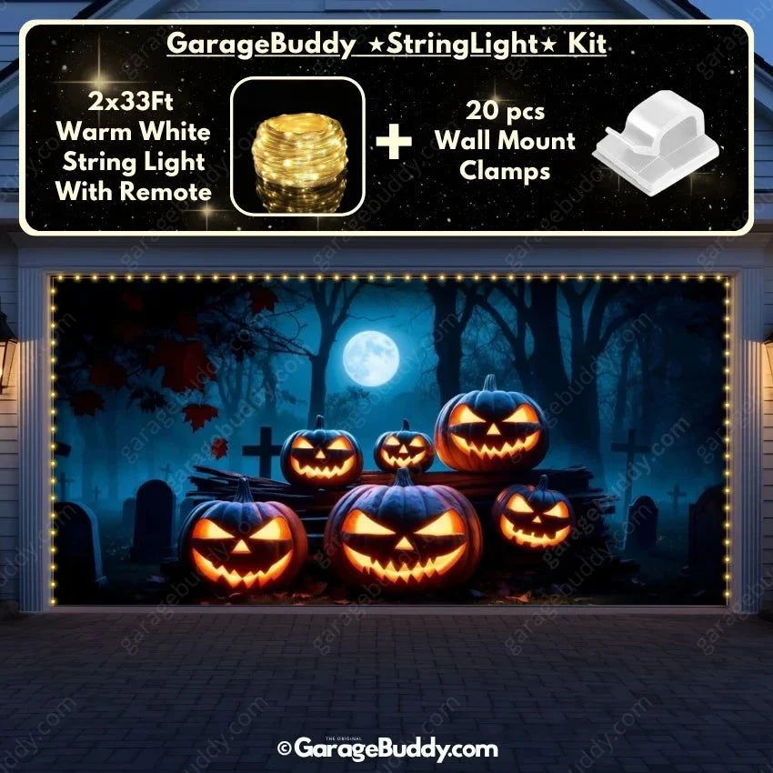 Cursed Pumpkins (Glow) | Halloween Garage Door Cover - Image 11