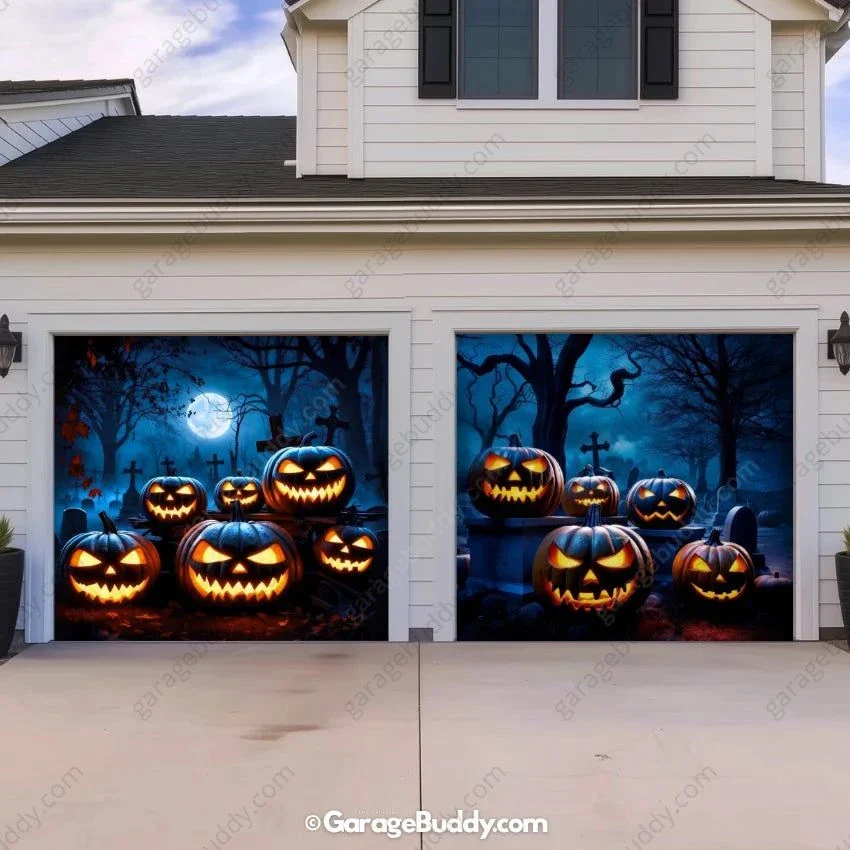 Cursed Pumpkins (Glow) | Halloween Garage Door Cover - Image 12