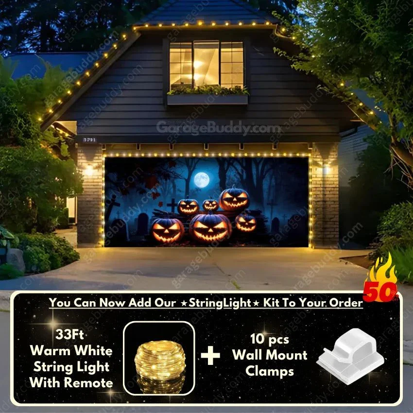 Cursed Pumpkins (Glow) | Halloween Garage Door Cover - Image 18