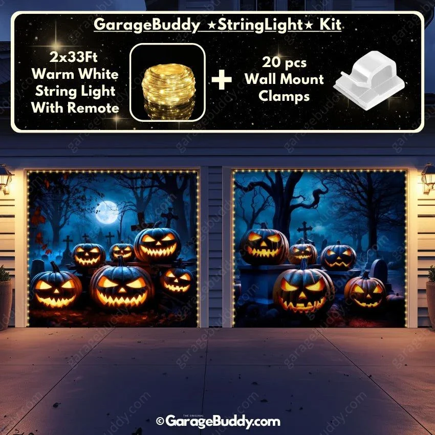 Cursed Pumpkins (Glow) | Halloween Garage Door Cover - Image 19