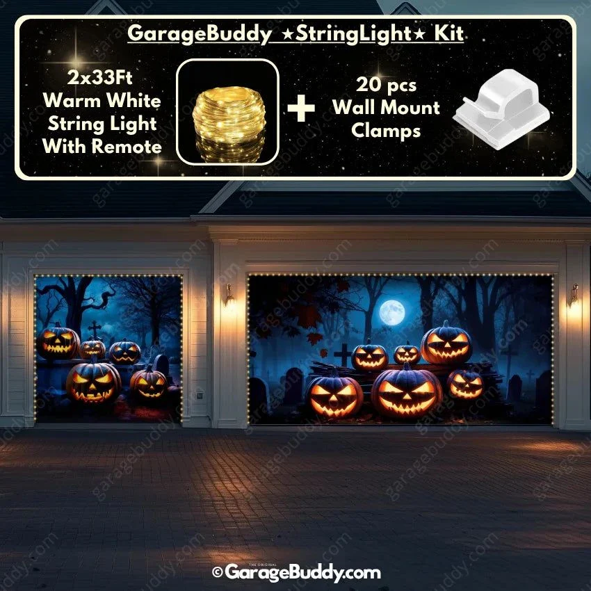 Cursed Pumpkins (Glow) | Halloween Garage Door Cover - Image 21