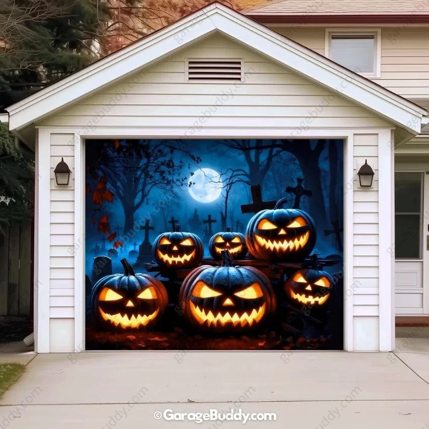 Cursed Pumpkins (Glow) | Halloween Garage Door Cover - Image 25