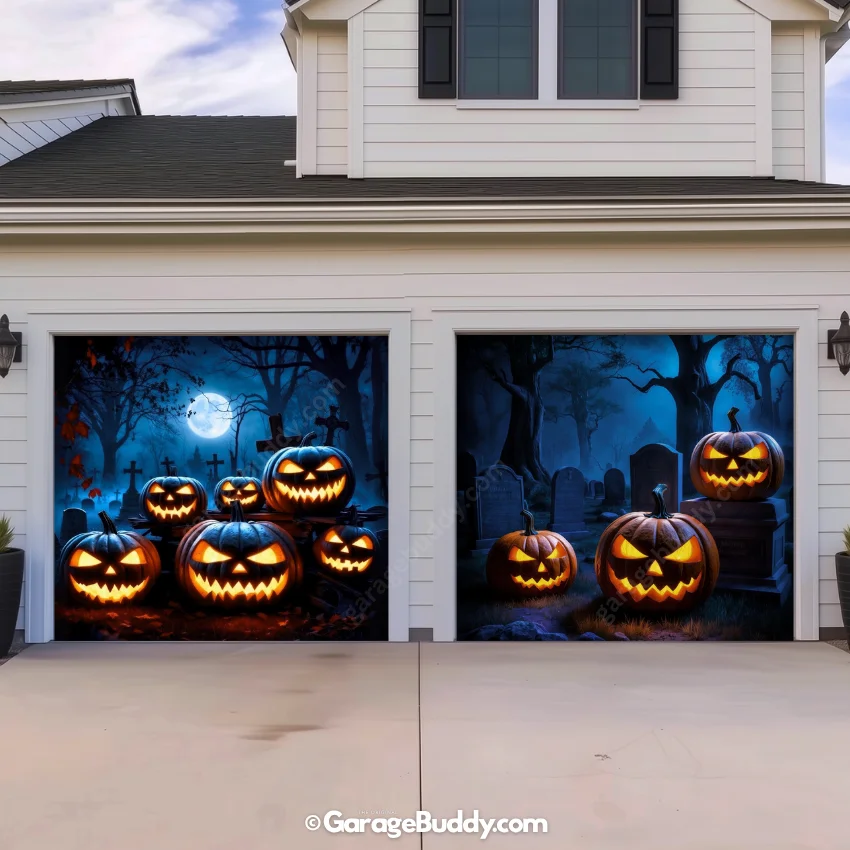 Cursed Pumpkins (Glow) | Halloween Garage Door Cover - Image 26