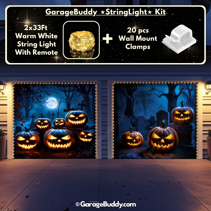 Cursed Pumpkins (Glow) | Halloween Garage Door Cover - Image 27