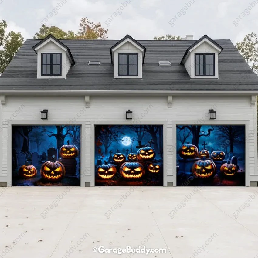 Cursed Pumpkins (Glow) | Halloween Garage Door Cover - Image 8