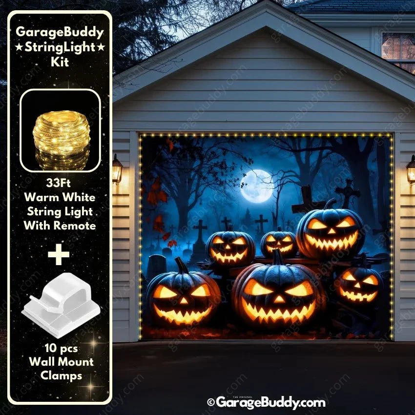 Cursed Pumpkins (Glow) | Halloween Garage Door Cover - Image 9