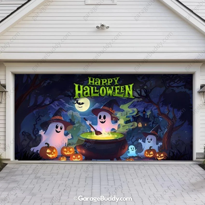Cute Ghosts (Glow)| Halloween Garage Door Cover - Image 10
