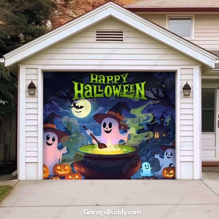 Cute Ghosts (Glow)| Halloween Garage Door Cover - Image 12