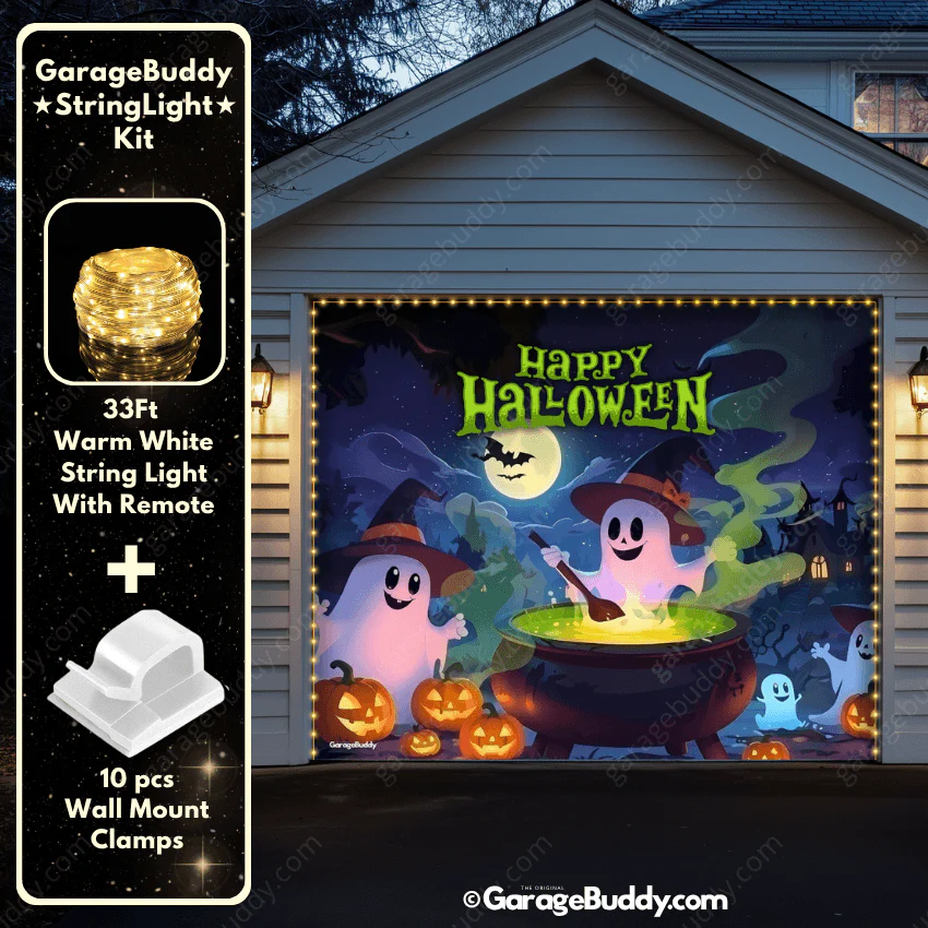 Cute Ghosts (Glow)| Halloween Garage Door Cover - Image 9