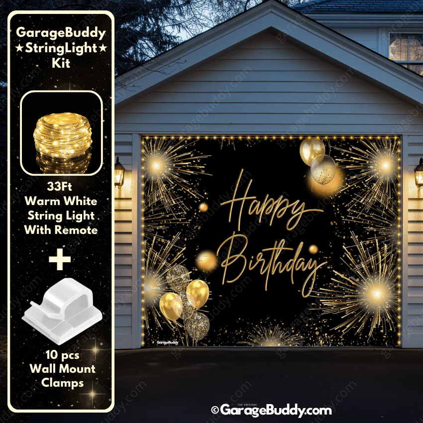 Happy Birthday Gold | GarageBuddy Garage Door Cover - Image 4