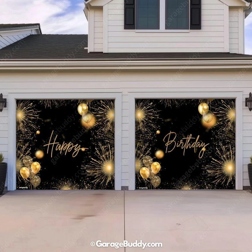 Happy Birthday Gold | GarageBuddy Garage Door Cover - Image 8