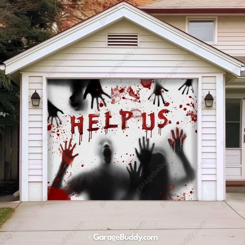Help Us! | Halloween Garage Door Cover - Image 11