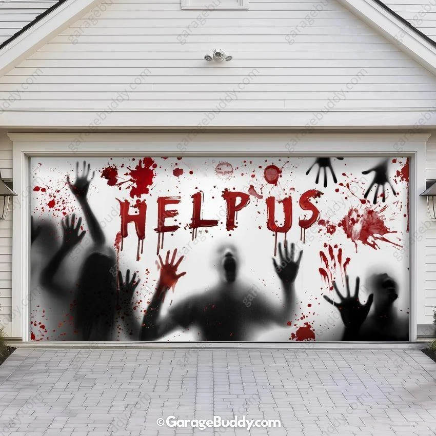 Help Us! | Halloween Garage Door Cover - Image 6