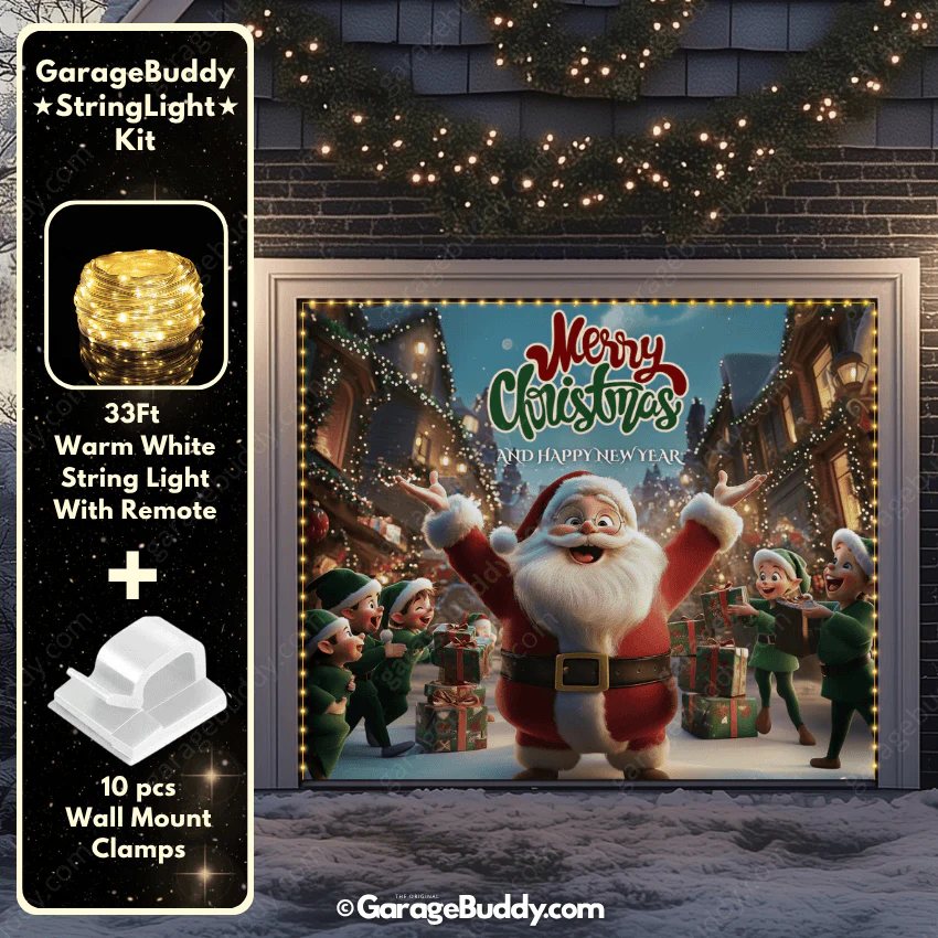 Santa And Elves | Christmas Garage Door Cover - Image 10