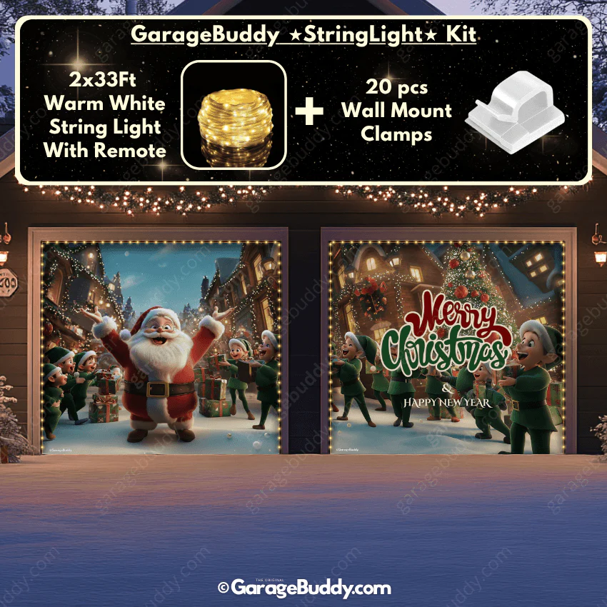 Santa And Elves | Christmas Garage Door Cover - Image 17