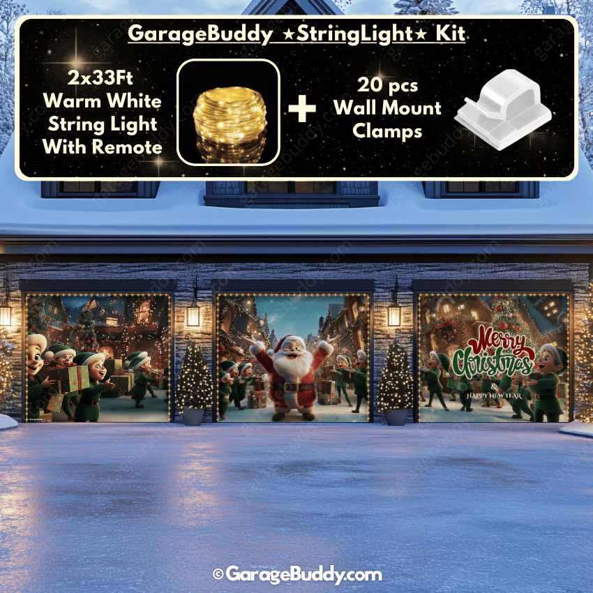 Santa And Elves | Christmas Garage Door Cover - Image 21