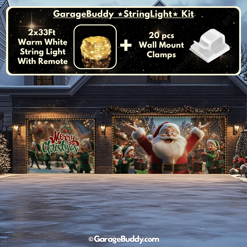 Santa And Elves | Christmas Garage Door Cover - Image 22