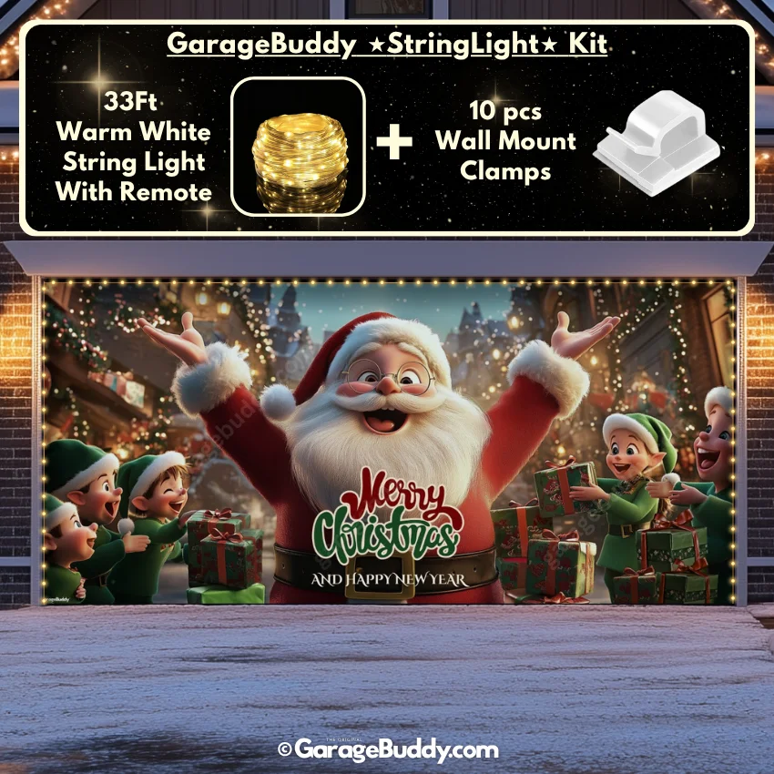 Santa And Elves | Christmas Garage Door Cover - Image 23