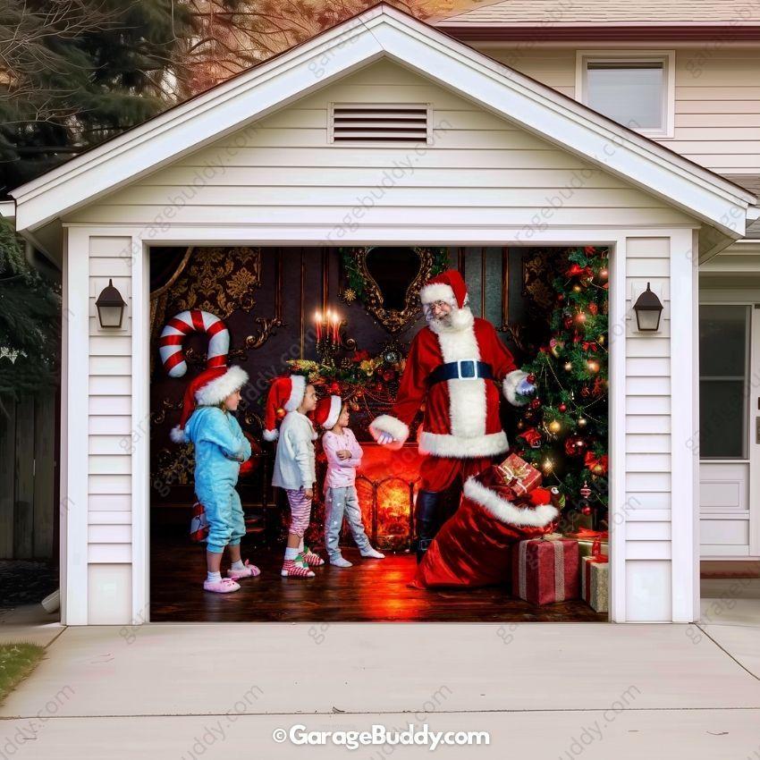 Santa With Kids | Christmas Garage Door Cover - Image 10