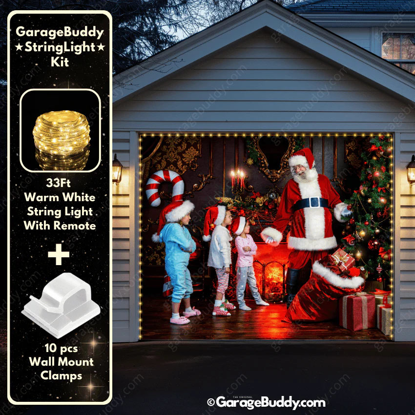 Santa With Kids | Christmas Garage Door Cover - Image 11