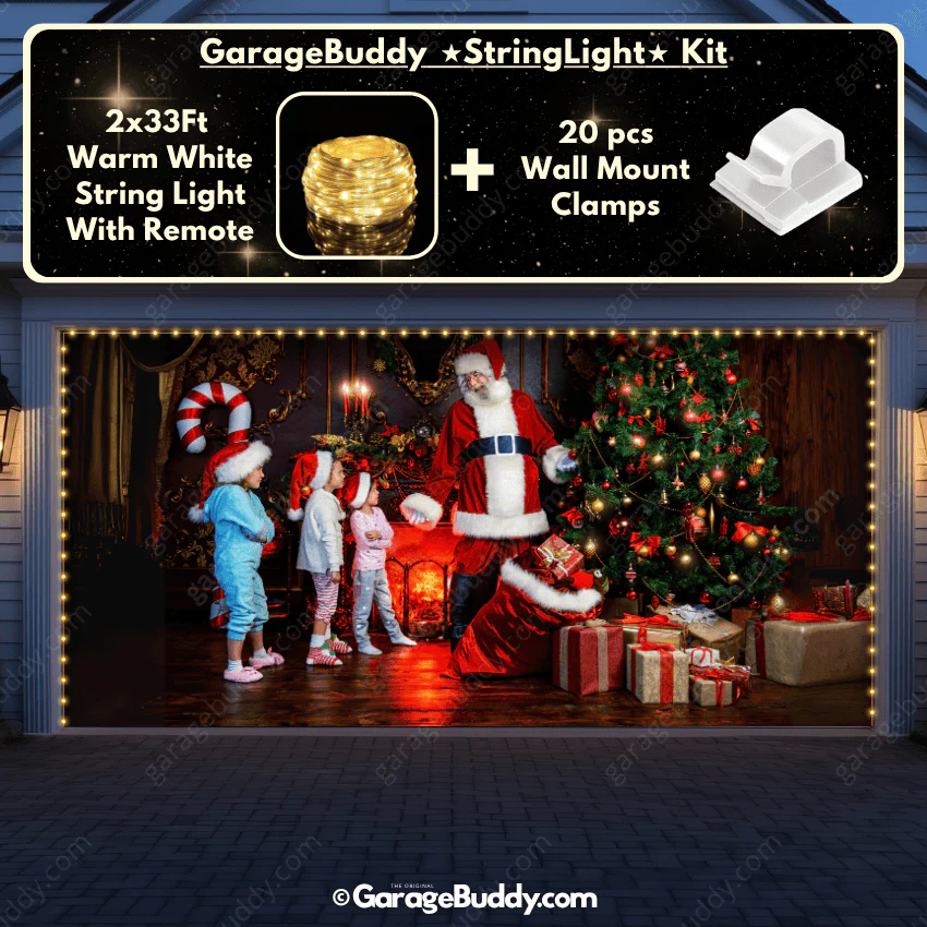 Santa With Kids | Christmas Garage Door Cover - Image 12