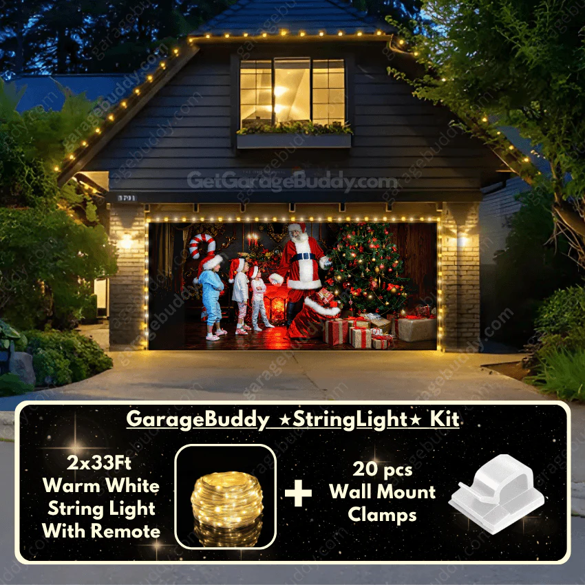 Santa With Kids | Christmas Garage Door Cover - Image 15