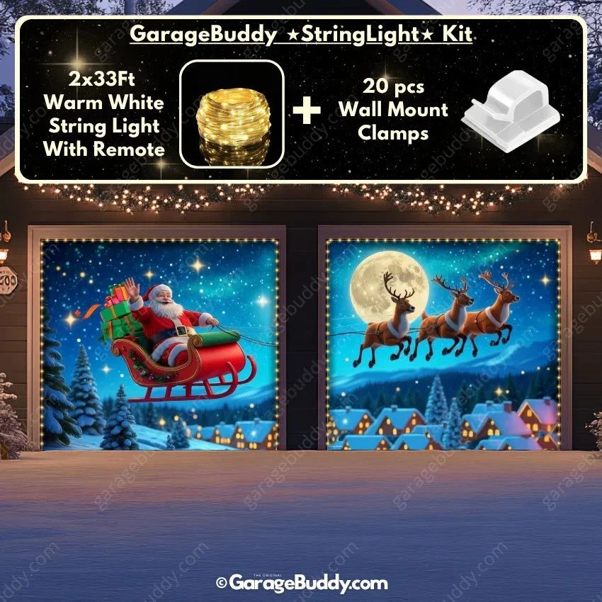 Santa's Flight (Glow) | Christmas Garage Door Cover - Image 16