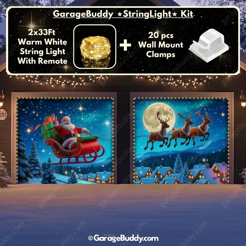 Santa's Flight (Glow) | Christmas Garage Door Cover - Image 21