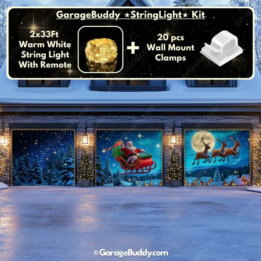 Santa's Flight (Glow) | Christmas Garage Door Cover - Image 22