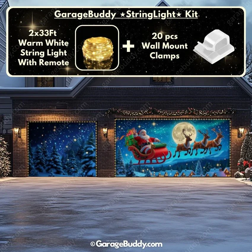 Santa's Flight (Glow) | Christmas Garage Door Cover - Image 23
