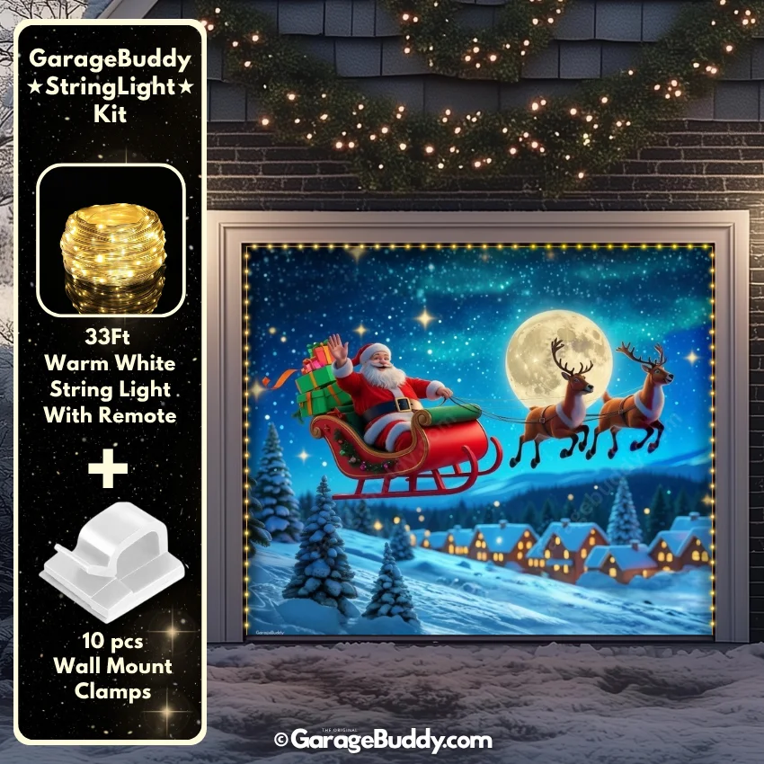 Santa's Flight (Glow) | Christmas Garage Door Cover - Image 26