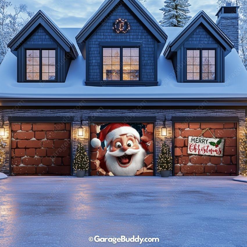Santa's Surprise | Christmas Garage Door Cover - Image 13